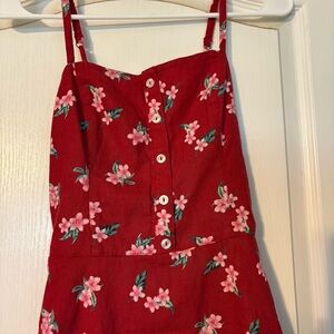 Hollister Red Floral Button Front Sundress – Size S